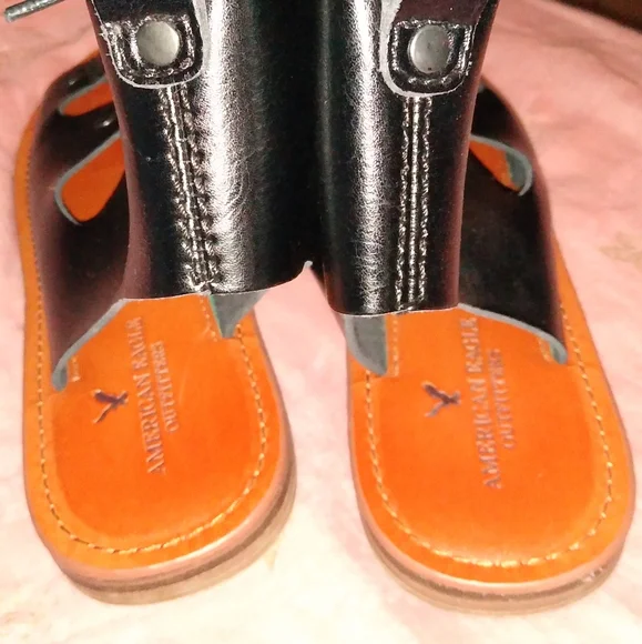 Lace Up Ankle Tie American Eagle Outfitters Black Brown Gladiator Sandals - Picture 5 of 9